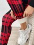 Women Plaid Casual Winter Printing Long Leggings