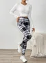 Women Plaid Casual Winter Printing Long Leggings
