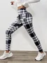 Women Plaid Casual Winter Printing Long Leggings