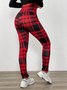 Women Plaid Casual Winter Printing Long Leggings