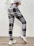 Women Plaid Casual Winter Printing Long Leggings