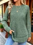 Casual Color Block Crew Neck Long Sleeve T-shirt