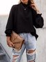 Vintage Geometric Stand Collar Long Sleeve T-shirt