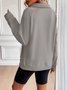 Casual V Neck Plain Sweatshirt