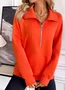 Casual V Neck Plain Sweatshirt