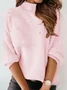 Women Plain Long Sleeve Comfy Street Beaded Sweater