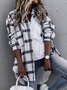 Women Autumn Outerwear Vintage Plaid Long Sleeve Shawl Collar Jacket