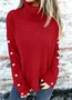 Women Cotton Plain Long Sleeve Comfy Casual Sweater