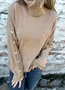 Women Cotton Plain Long Sleeve Comfy Casual Sweater