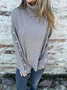 Women Cotton Plain Long Sleeve Comfy Casual Sweater