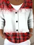 Women Gradient Pattern Long Sleeve Comfy Vintage Cardigan