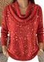 Women Cotton Plain Long Sleeve Comfy Casual Sweater