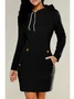 Women Plain Spring/Fall Split Joint Dress Hoodie Long Sleeve Tank A-Line Dress