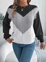 Women Cotton Geometric Long Sleeve Comfy Casual Sweater