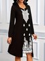 Women Geometric Spring/Fall Dress V Neck Long Sleeve A-Line Dress