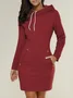 Women Plain Spring/Fall Split Joint Dress Hoodie Long Sleeve Tank A-Line Dress