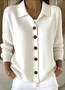 Women Cotton Plain Long Sleeve Comfy Casual Cardigan