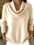 Women Cotton Plain Long Sleeve Comfy Casual Sweater