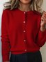 Women Plain Long Sleeve Comfy Vintage Cardigan
