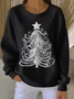 Casual Crew Neck Christmas Sweatshirt Printing
