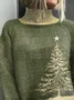 Women Christmas Long Sleeve Comfy Vintage Printing Sweater