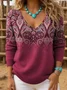 Wild West V Neck Loose Simple Knit Top