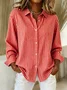 Shirt Collar Regular Sleeve Long Sleeve Striped Buckle Regular Loose Button Up Shirt Shirt For Women