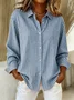 Shirt Collar Regular Sleeve Long Sleeve Striped Buckle Regular Loose Button Up Shirt Shirt For Women