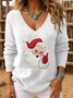 Loose Simple V Neck Christmas Knit Top Sweater