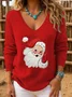 Loose Simple V Neck Christmas Knit Top Sweater