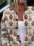 Women Christmas Long Sleeve Comfy Vintage Printing Cardigan