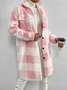 Women Winter Outerwear Casual Printing Plaid Long Sleeve Shawl Collar Jacket