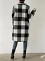 Women Winter Outerwear Casual Printing Plaid Long Sleeve Shawl Collar Jacket