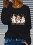 Casual Christmas Snowman Crew Neck Long Sleeve T-shirt