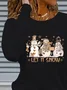 Casual Christmas Snowman Crew Neck Long Sleeve T-shirt