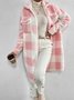 Women Winter Outerwear Casual Printing Plaid Long Sleeve Shawl Collar Jacket