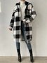Women Winter Outerwear Casual Printing Plaid Long Sleeve Shawl Collar Jacket