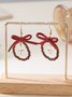 Handmade Christmas Party Millet Bead Earrings Bowknot Fashion Wreath Earrings