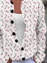 Women Christmas Long Sleeve Comfy Vintage Printing Cardigan