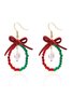 Handmade Christmas Party Millet Bead Earrings Bowknot Fashion Wreath Earrings