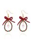 Handmade Christmas Party Millet Bead Earrings Bowknot Fashion Wreath Earrings