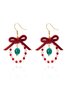 Handmade Christmas Party Millet Bead Earrings Bowknot Fashion Wreath Earrings
