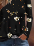 Casual Floral Crew Neck Long Sleeve T-shirt