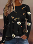 Casual Floral Crew Neck Long Sleeve T-shirt