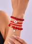 New Christmas Rice Bead Bracelet Four-pack Women's Stacking Santa Claus Snowflake Bell Elk Holiday Party Bracelet