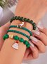 New Christmas Rice Bead Bracelet Four-pack Women's Stacking Santa Claus Snowflake Bell Elk Holiday Party Bracelet