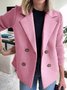 Women Winter Outerwear Casual Split Joint Plain Long Sleeve Shawl Collar Jacket