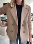 Women Winter Outerwear Casual Split Joint Plain Long Sleeve Shawl Collar Jacket