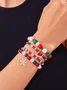 New Christmas Rice Bead Bracelet Four-pack Women's Stacking Santa Claus Snowflake Bell Elk Holiday Party Bracelet