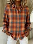 Shirt Collar Regular Sleeve Long Sleeve Plaid Buckle Regular Loose Button Up Shirt Shirt For Women